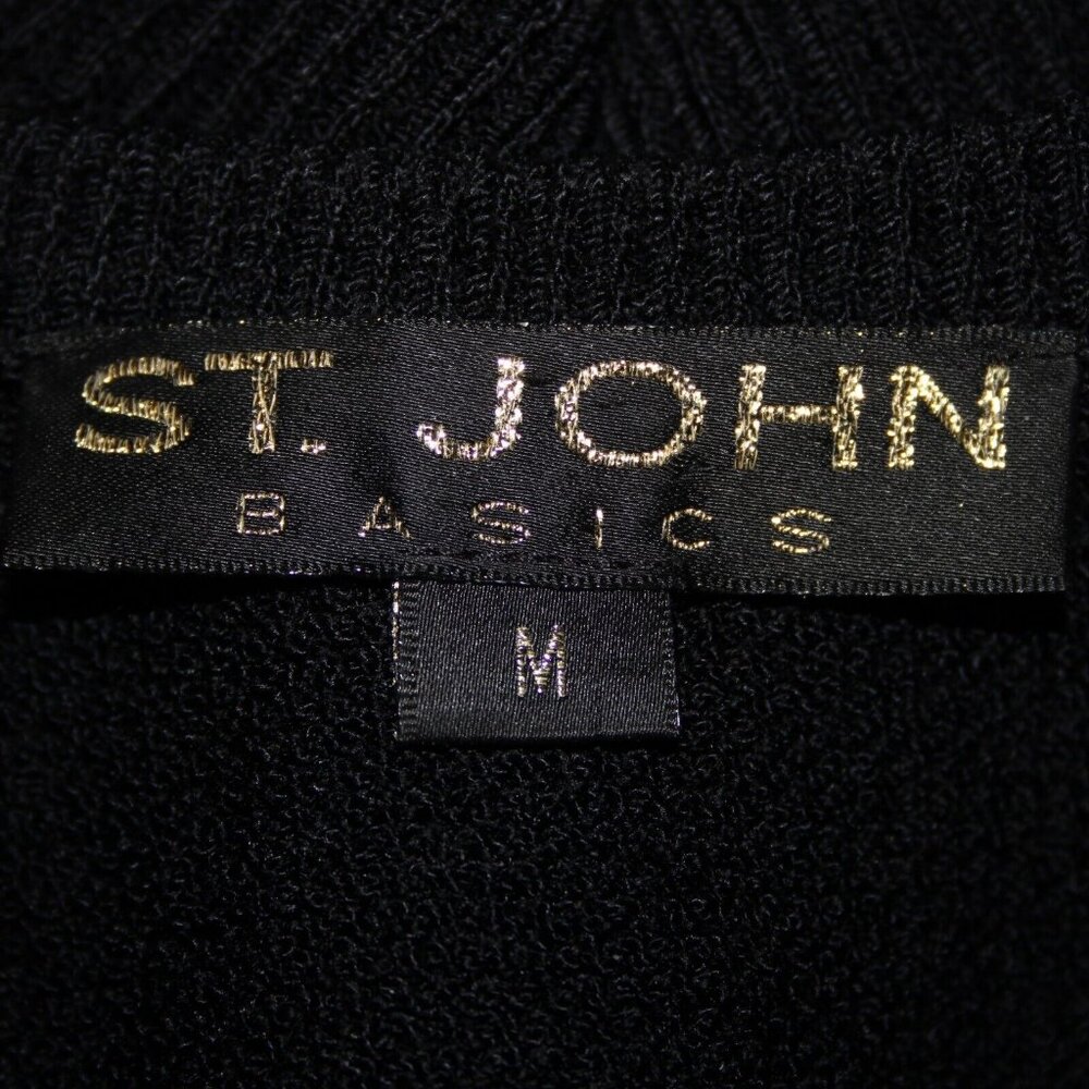St John Basics Sz M Black Wide Strap Santana Knit Tank Top - Picture 7 of 16